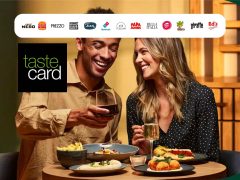 Tastecard brand cover image. Discount deals, savings, shopping offers. Membership card design, promotional materials.