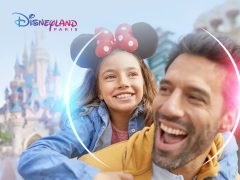 Disneyland Paris official promotional image featuring iconic castle and park atmosphere. Perfect for website banners and marketing materials.