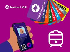 Railcard cover showcasing savings on train travel. Discount railcard for UK train journeys.