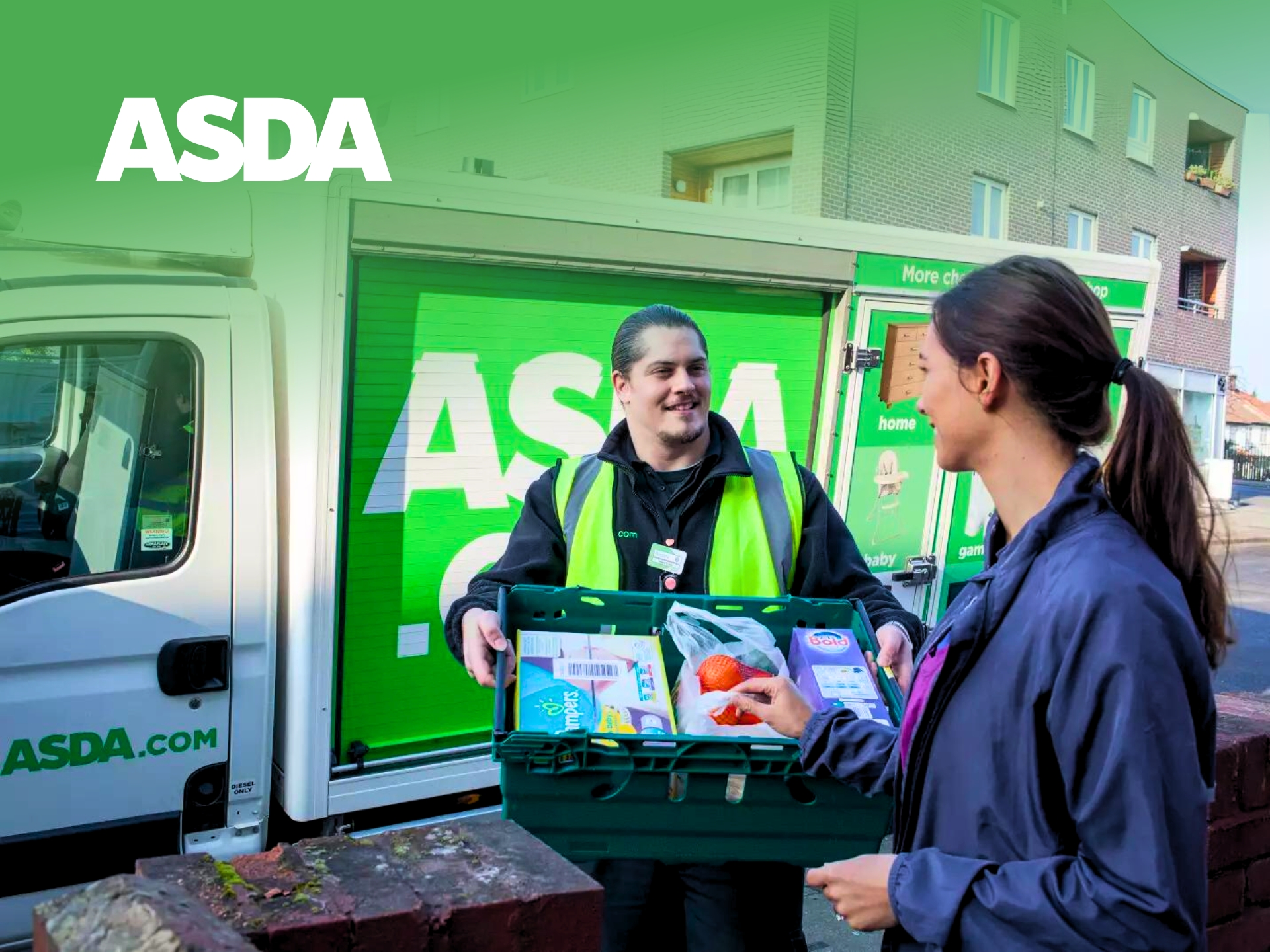 Asda online grocery shopping banner - groceries, supermarket, online delivery, UK deals