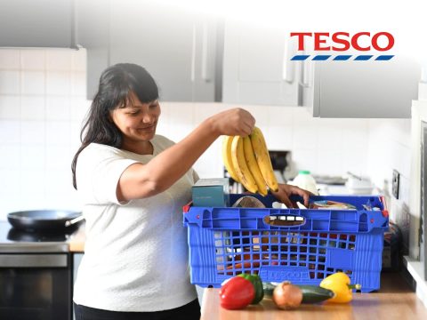 Tesco Online Grocery Shopping: Promotional Banner featuring online grocery delivery, deals, and supermarket offers in the UK.