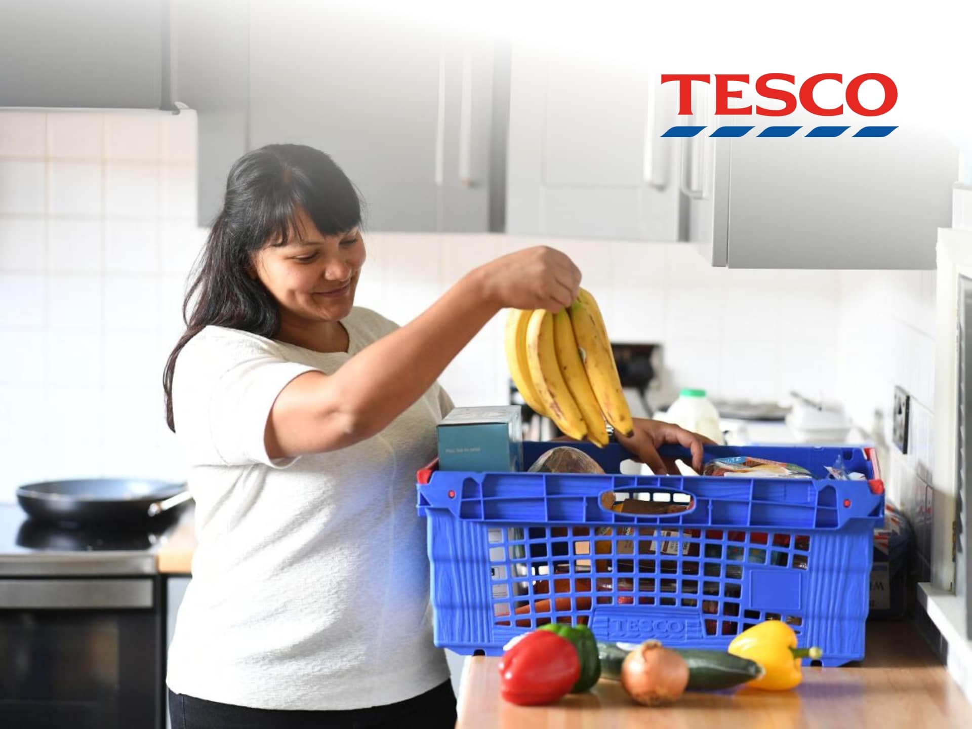 Tesco Online Grocery Shopping: Promotional Banner featuring online grocery delivery, deals, and supermarket offers in the UK.