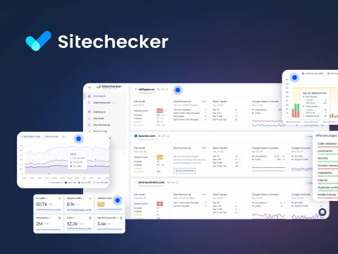 Sitechecker website SEO audit tool dashboard showing website performance metrics and SEO analysis for improved online visibility and rankings.