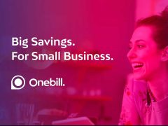 Onebill brand cover featuring stylish design, promotional offer, and shopping experience.