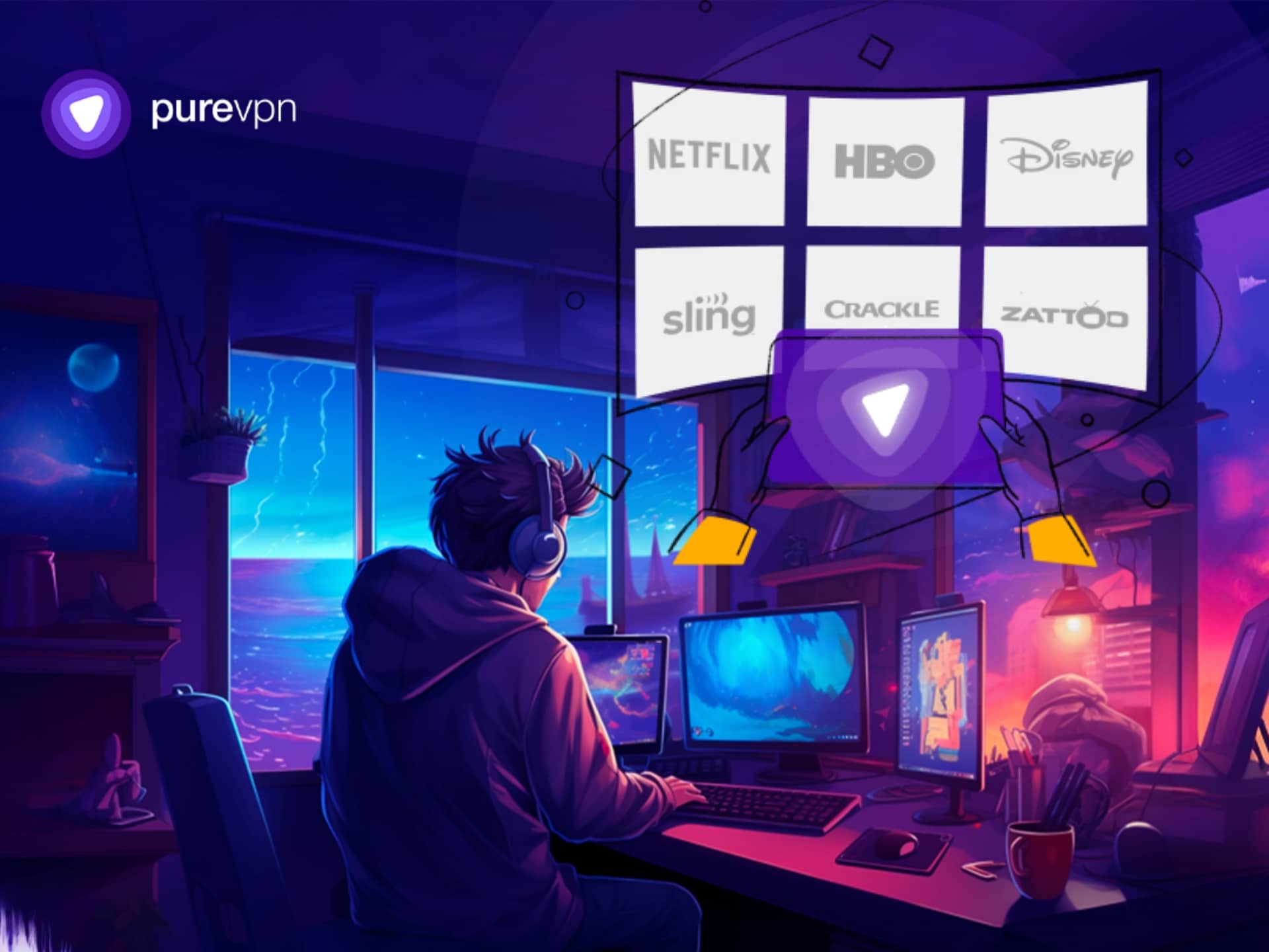 PureVPN Coupon Code PureVPN logo on a clean background, showcasing VPN security and privacy. Secure internet connection, VPN service, online privacy.