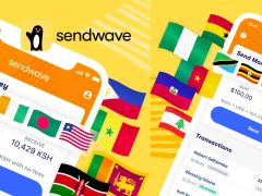 Sendwave app interface showing easy international money transfer and sending money to friends and family. Secure and fast money transfer services.