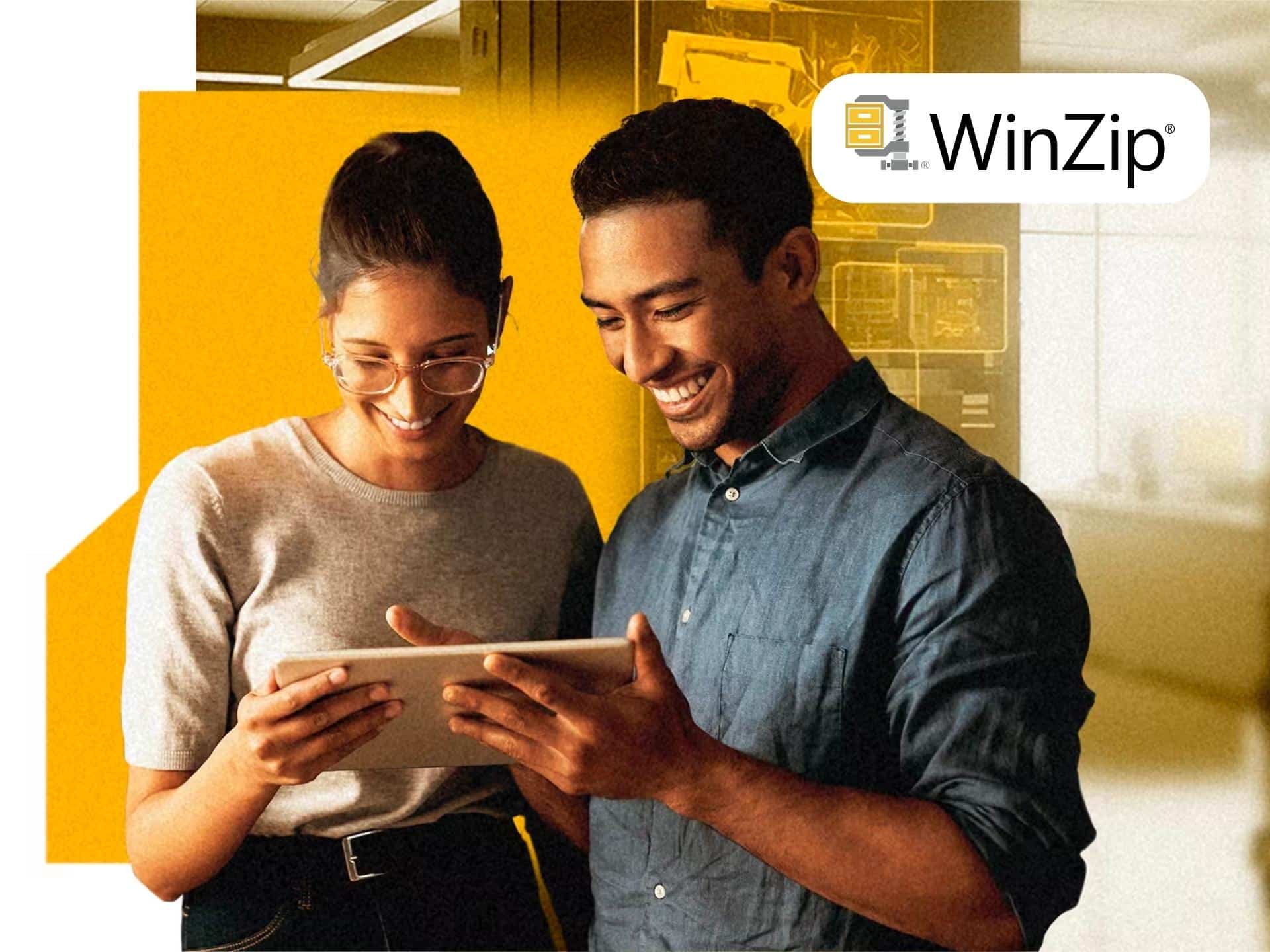 WinZip software cover - data compression, file archiving, security. Download WinZip for free today!