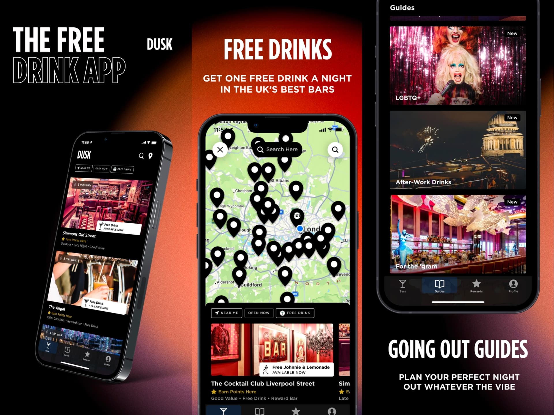 Dusk app cover: Modern mobile app design featuring a vibrant sunset gradient, showcasing a sleek and user-friendly interface for deals, savings, and shopping.