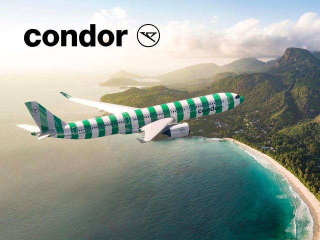 Condor Condor Airlines cover image featuring a majestic condor soaring against a blue sky. Represents travel, flights, and destinations.