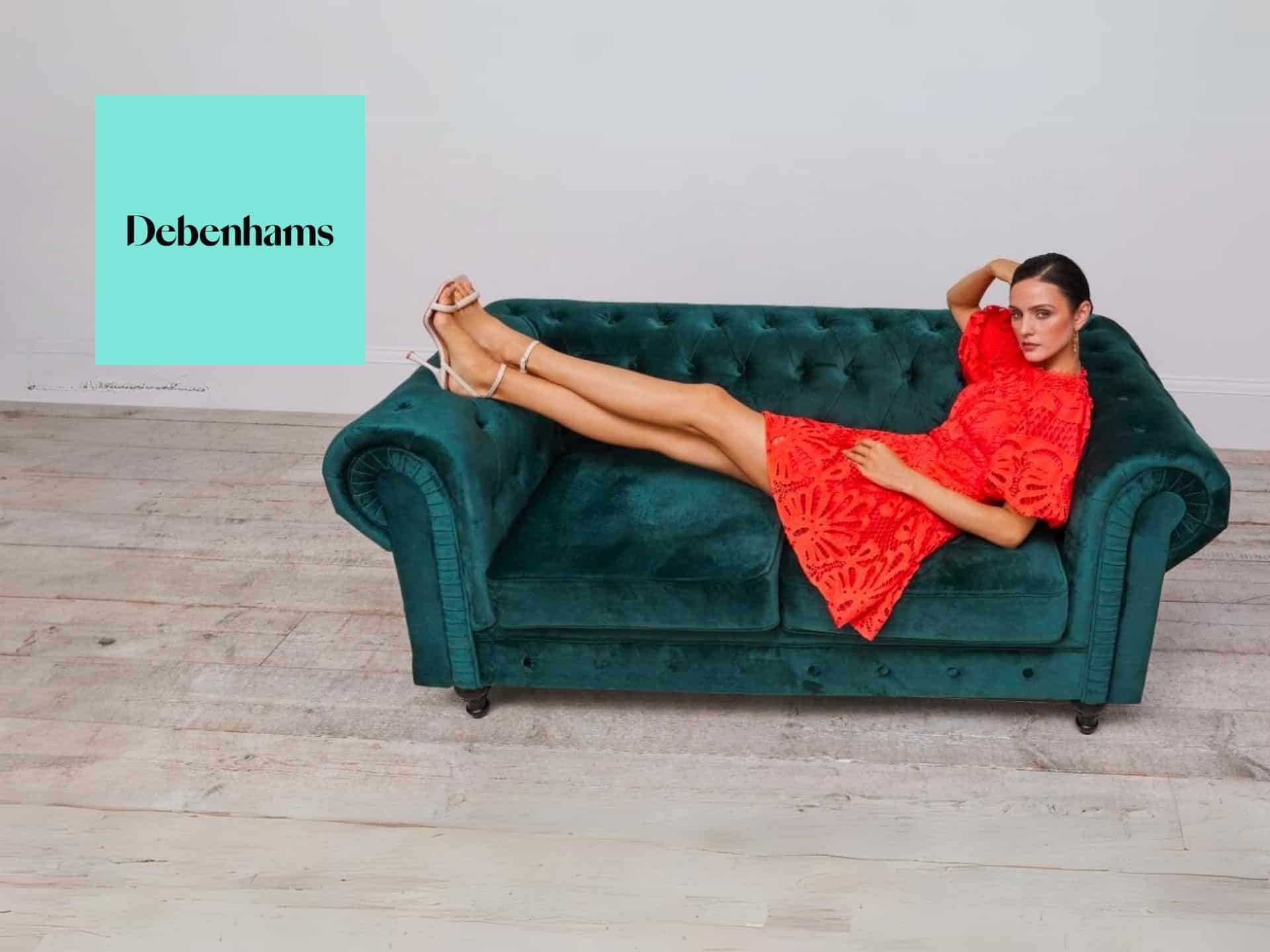 Debenhams winter sale cover featuring stylish clothing and accessories, showcasing deals and discounts.