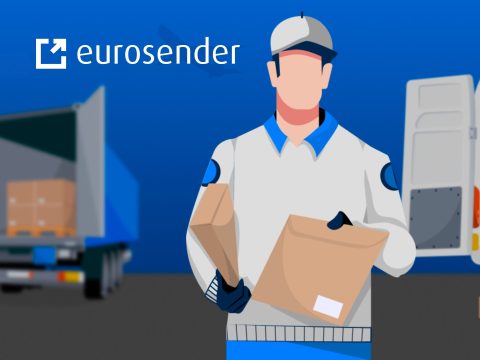 Eurosender logo on a clean background, highlighting shipping and logistics services.