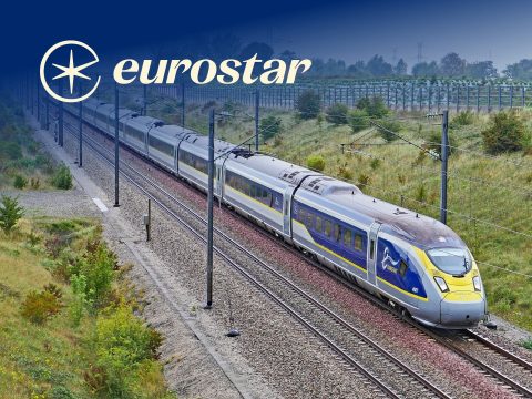 Eurostar Eurostar train interior, comfortable seating, travel to Europe. High-speed train journey, travel destination, European travel.