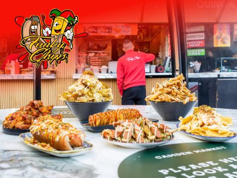 Funky Chips Funky Chips snack food packaging, colorful chips, brand promotion.