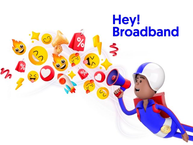 Hey Broadband Broadband internet promotion, fast internet speeds, home internet, internet deal, fiber optic internet.