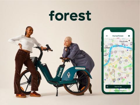 Forest Bike Person riding a mountain bike through a lush green forest, scenic landscape, outdoor adventure, cycling, nature photography, hiking trail, forest path.