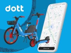 Dott scooter ebike, sleek urban electric scooter for commuting. Modern design, comfortable ride. Available for sale.