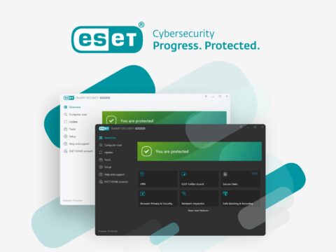 ESET UK internet security and antivirus software cover showing cybersecurity protection for devices.