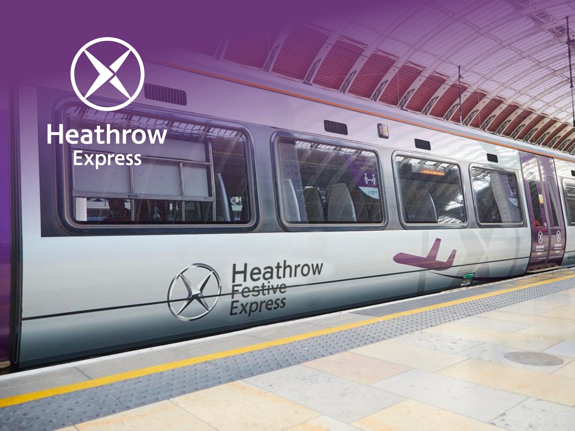 Heathrow Express train departing from London, UK. Fast travel, airport transfer, London to Heathrow, train travel, London Heathrow Express.