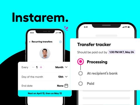 InstaRem money transfer logo on a modern background, highlighting fast and secure international money transfer services.