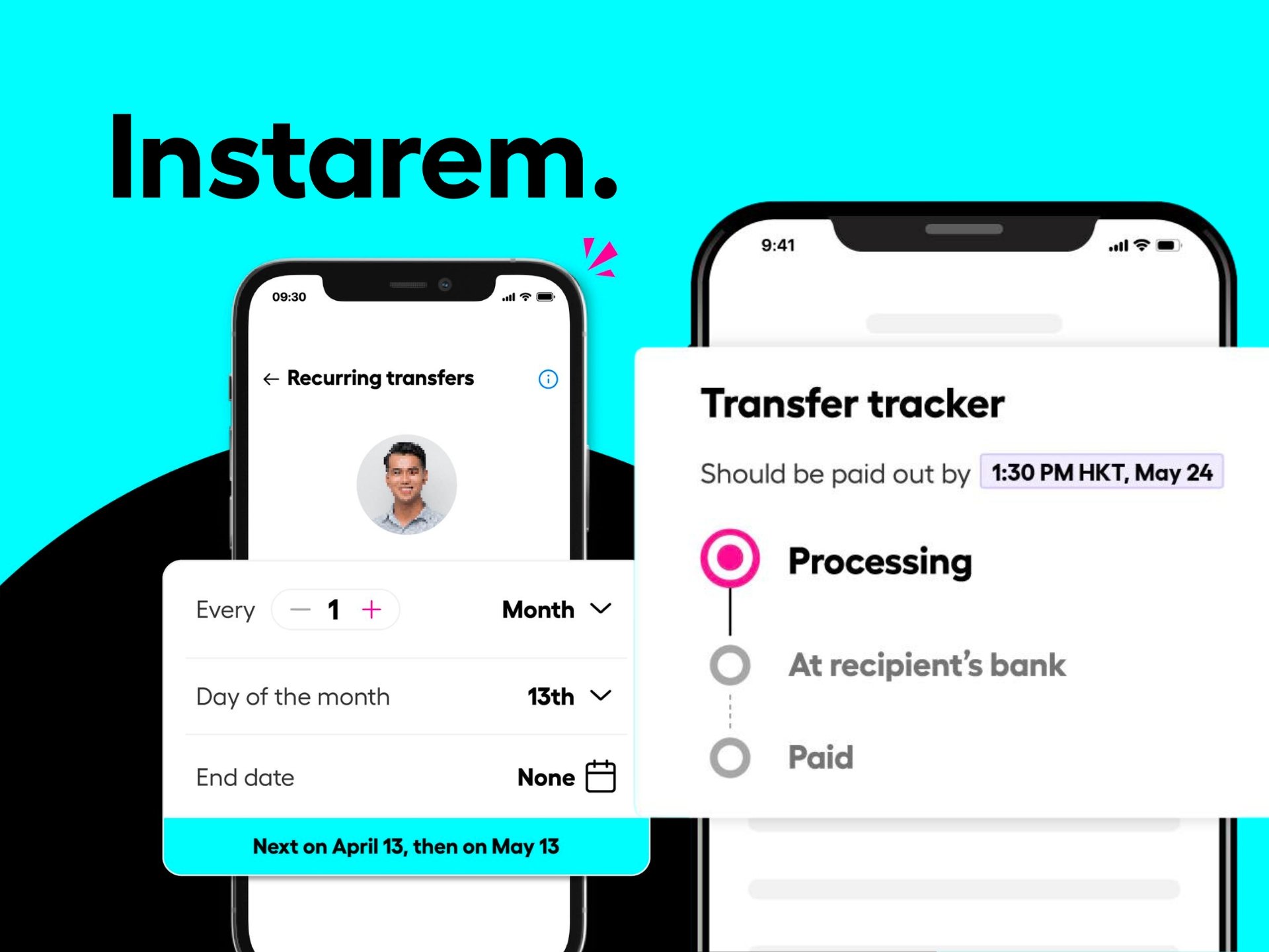 InstaRem money transfer logo on a modern background, highlighting fast and secure international money transfer services.