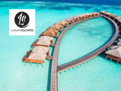 Luxury vacation cover featuring stunning ocean view, resort, and travel destination. High-resolution image for travel blog or website.