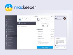 MacKeeper software interface showing a clean and organized dashboard, highlighting security features and system optimization.