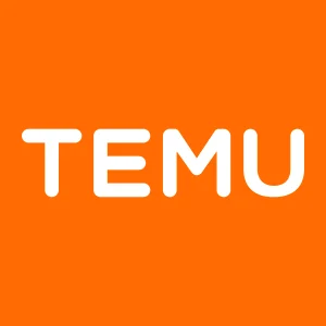 The official Temu brand logo featuring white text on an orange background, representing a global online shopping platform.