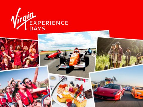 Virgin Experience Days cover featuring a vibrant image of a couple enjoying an adventure, travel, or activity. Explore exciting experiences and deals.
