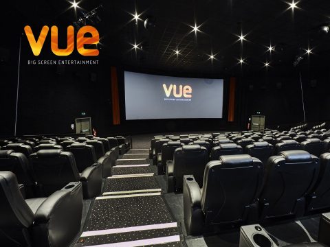 Vue Cinemas movie ticket cover, showcasing a vibrant movie poster and branding. Cinema, movie tickets, film, entertainment, Vue Cinemas, cinema deals, moviegoing, theater.