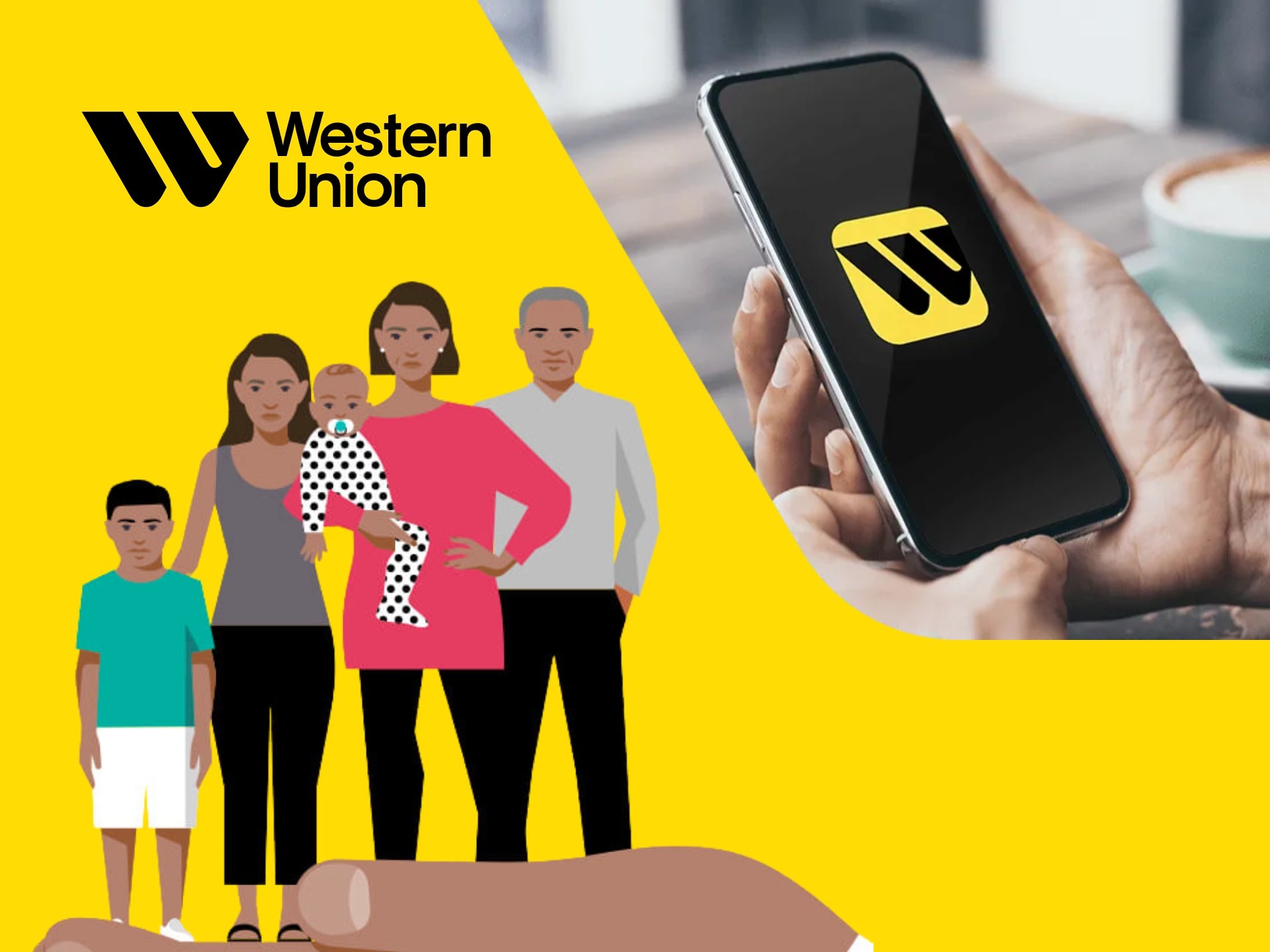 Western Union Promo Code Western Union money transfer graphic. Secure and fast international money transfer services. Send money online, easily.