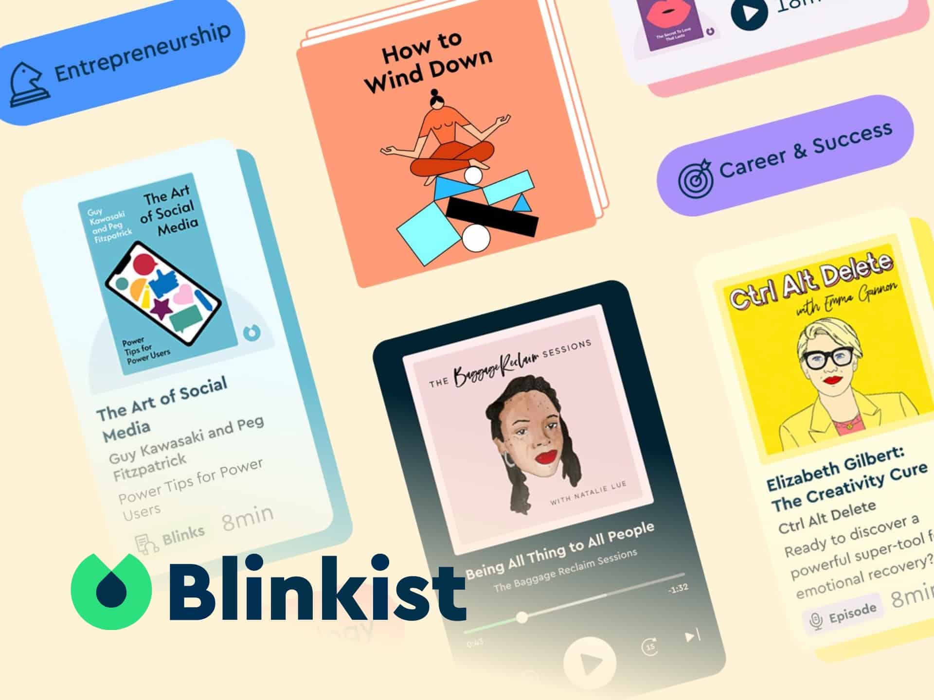 Blinkist Discount Code Blinkist book cover featuring a vibrant design, promoting audiobooks and summaries. Learn easily with Blinkist.