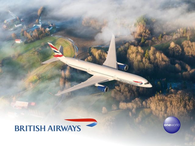 British Airways logo on a modern background, representing airline travel and booking flights.