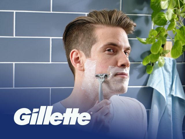 Gillette razor and shaving cream advertisement - premium grooming, men's grooming, shaving supplies, Gillette brand, 1920x1440