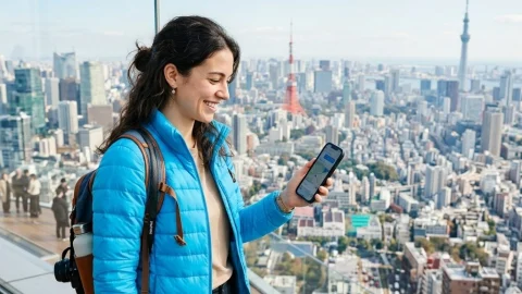 MobiMatter eSIM mobile data deals and travel connectivity savings displayed on a smartphone screen.
