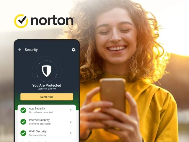 Norton antivirus software cover featuring a secure digital world and protection. Cybersecurity, antivirus, Norton, software, security solutions.