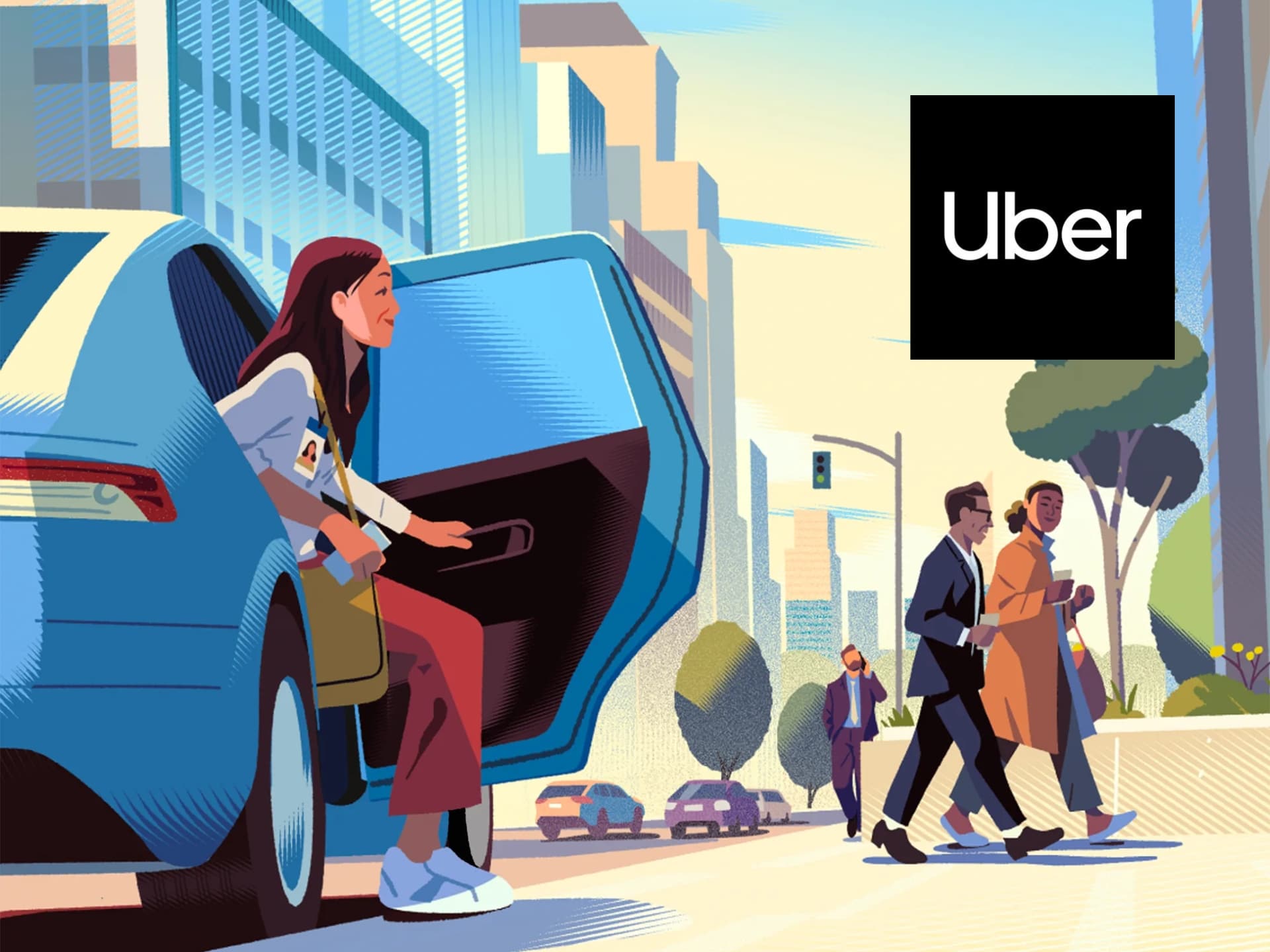 Uber logo on a clean background, representing ride-sharing and transportation services.