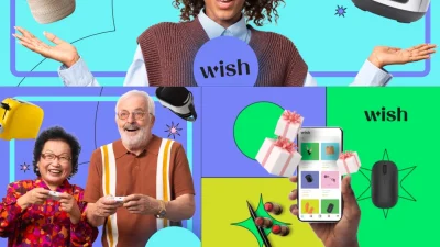 Wish brand cover image featuring promotional shopping deals and discounts for online retail customers.
