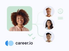 Career.io branding image. Professional design, career resources, job search, online learning, career development, job opportunities, career advice.