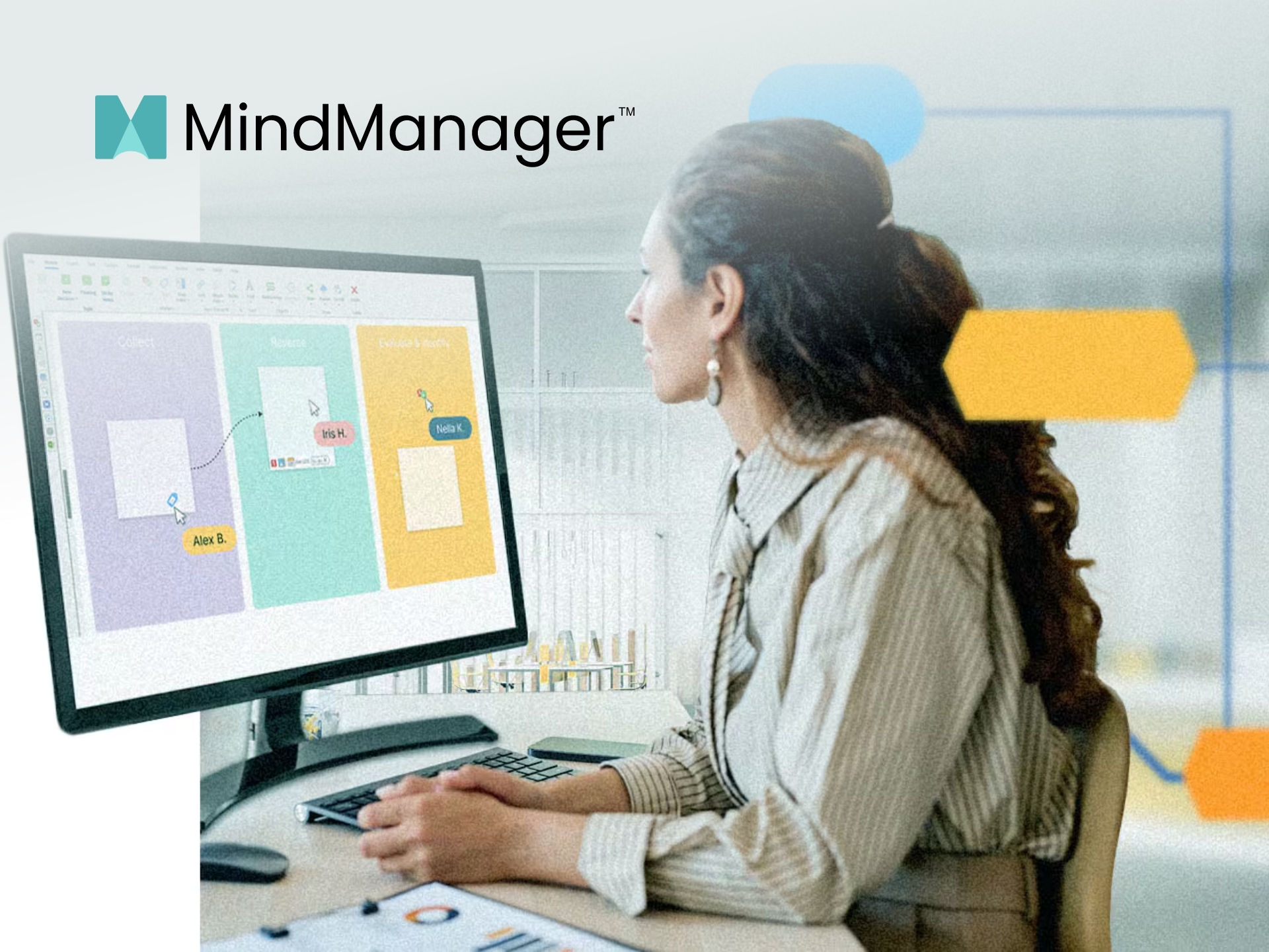 MindManager Discount Code MindManager software interface showcasing a mind map, productivity tool for brainstorming, project planning, and organization. Visual representation of ideas and workflows.