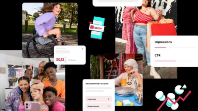 A professional TikTok for Business advertisement cover featuring vibrant branding and marketing growth graphics.