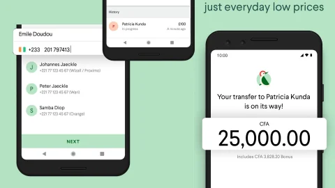Taptap Send mobile app interface for secure and fast international money transfers to family and friends abroad.