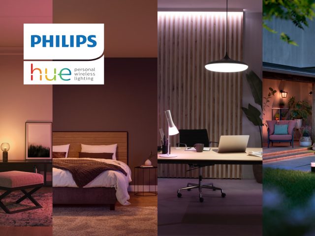 Philips Hue light cover, smart home lighting, color changing bulbs. Modern home decor.
