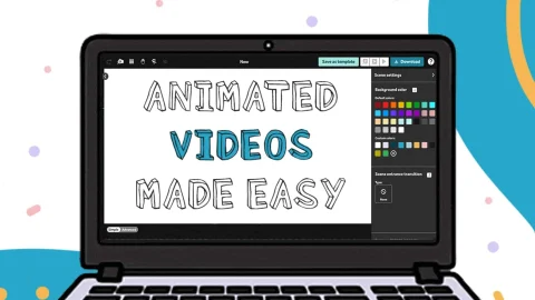 VideoScribe software interface showing a whiteboard animation project with creative tools and character design elements.