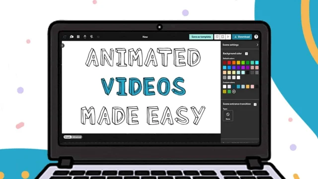 VideoScribe software interface showing a whiteboard animation project with creative design tools and character elements.