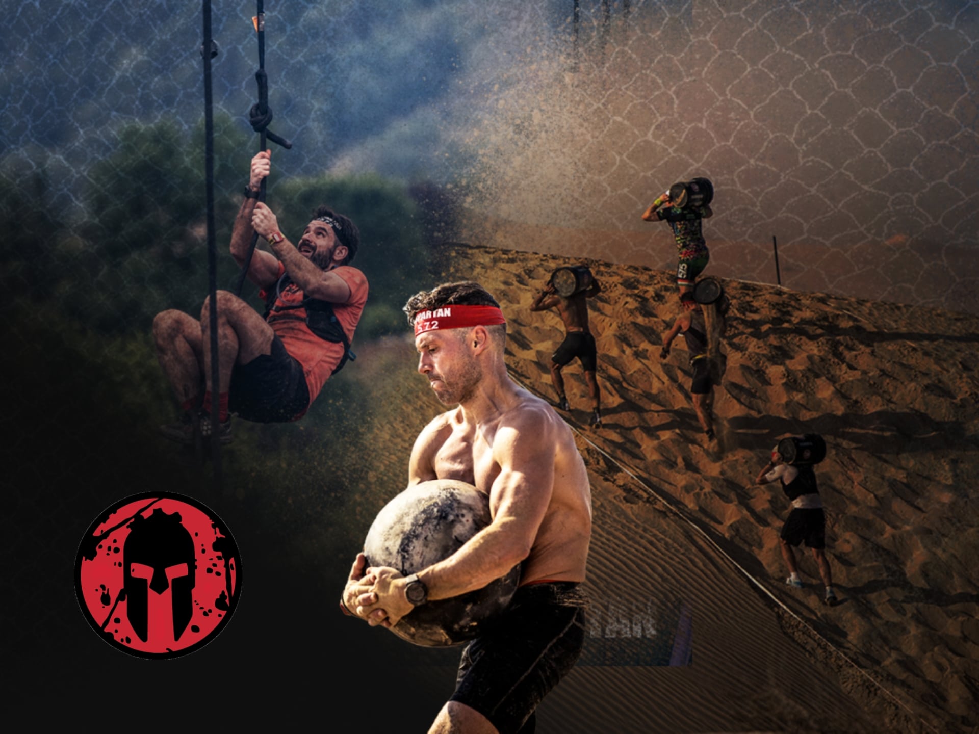 Spartan Race cover image: Intense athlete preparing for a challenging obstacle course. High-resolution, action shot.