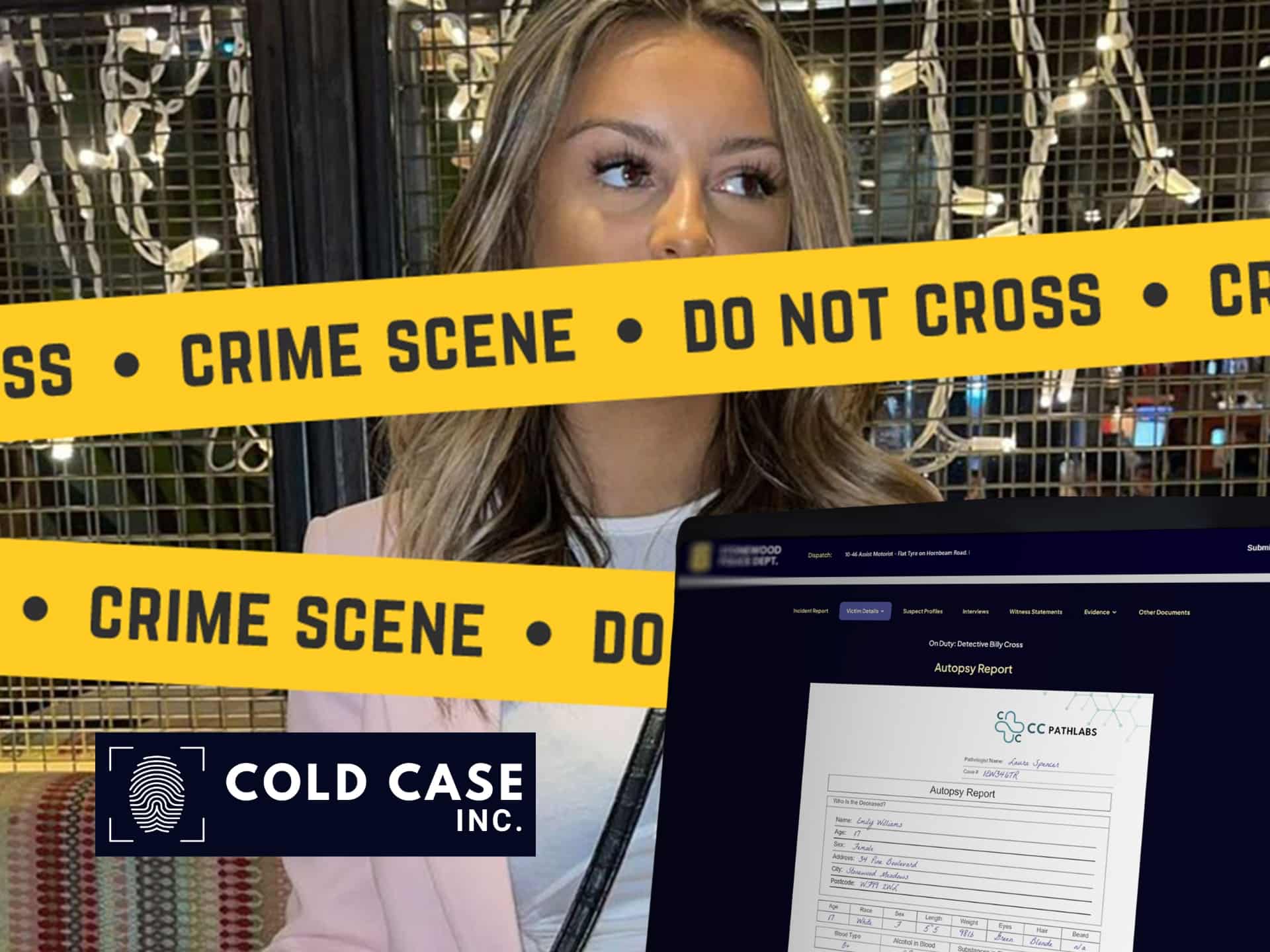 Cold Case Coupon Code Cold case investigation file. Evidence, documents, and crime scene photos. Detective work, unsolved mysteries, law enforcement, crime investigation, police files, forensic evidence.