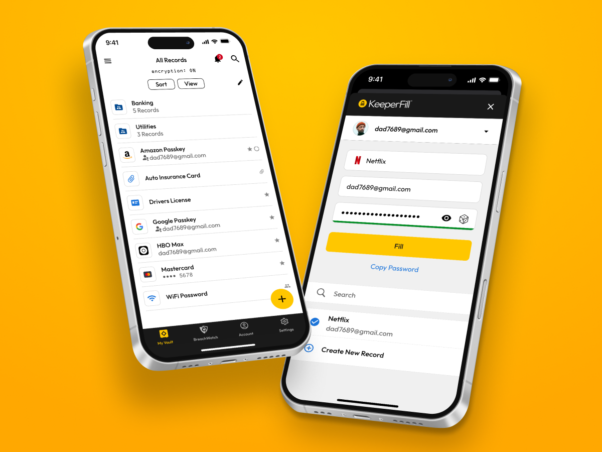 The Keeper Security password manager vault and privileged access management interface