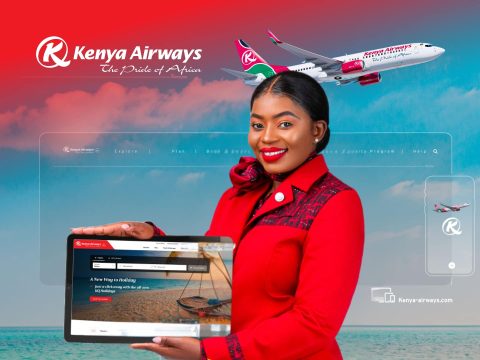 Kenya Airways Kenya Airways logo on a sleek, modern background. Airline branding, travel, flight, aviation, Kenya.