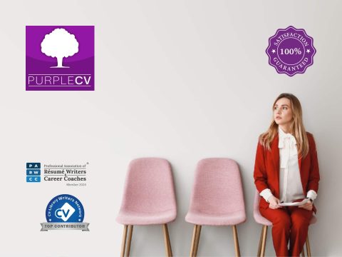 Purple CV cover image. Professional resume templates, career advice, job search resources. Modern design.