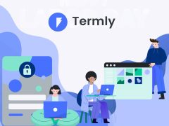 Termly brand cover image, high-resolution (1920x1440). Clean, modern design promoting brand identity and potential savings/deals.